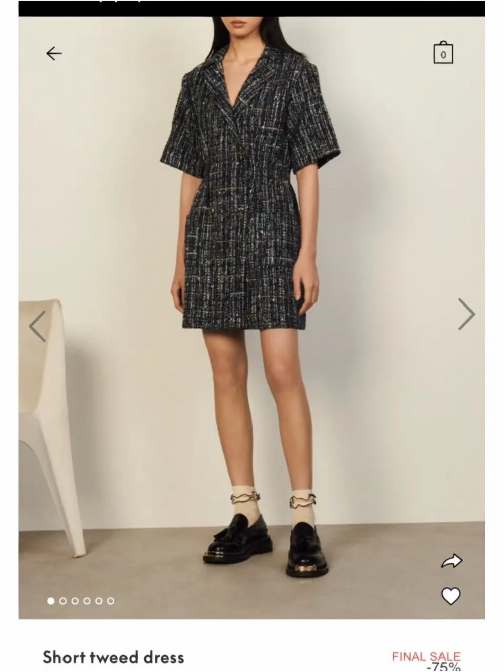 Sandro Black Multicolor Tweed Mini Dress